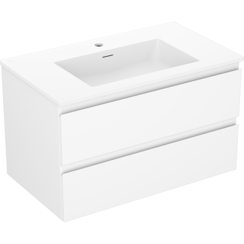 Mexen Orio Badezimmerschrank 80 cm mit Waschbecken Otis, 2 Schubladen, weiß matt - 91A10-08047-2-BFF01-W18M01