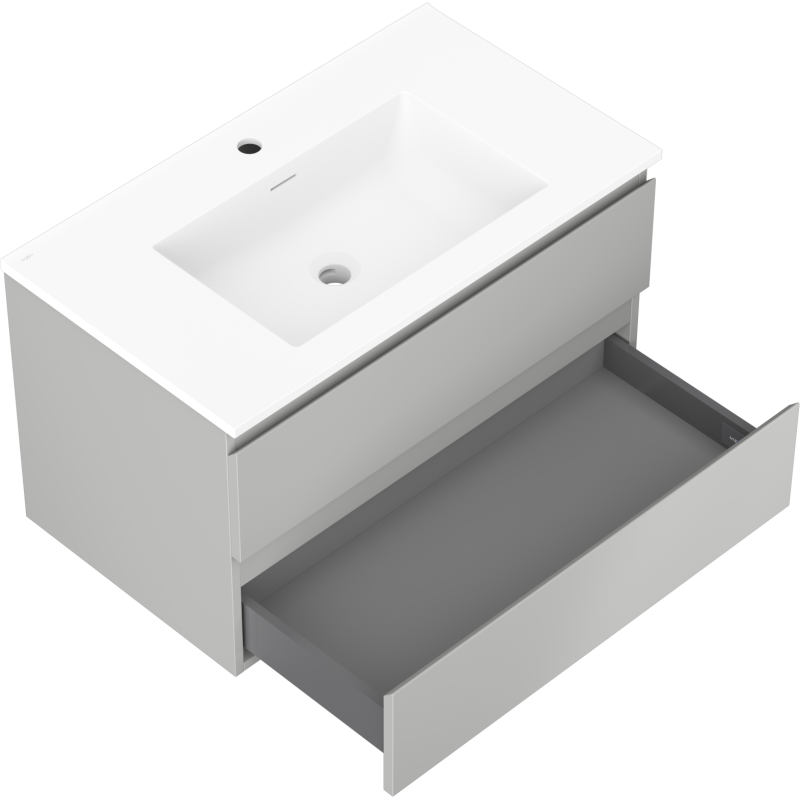 Mexen Orio bathroom cabinet 80 cm with Otis sink, 2 drawers, grey matte/white matte - 91A10-08047-2-BFF62-W18M01