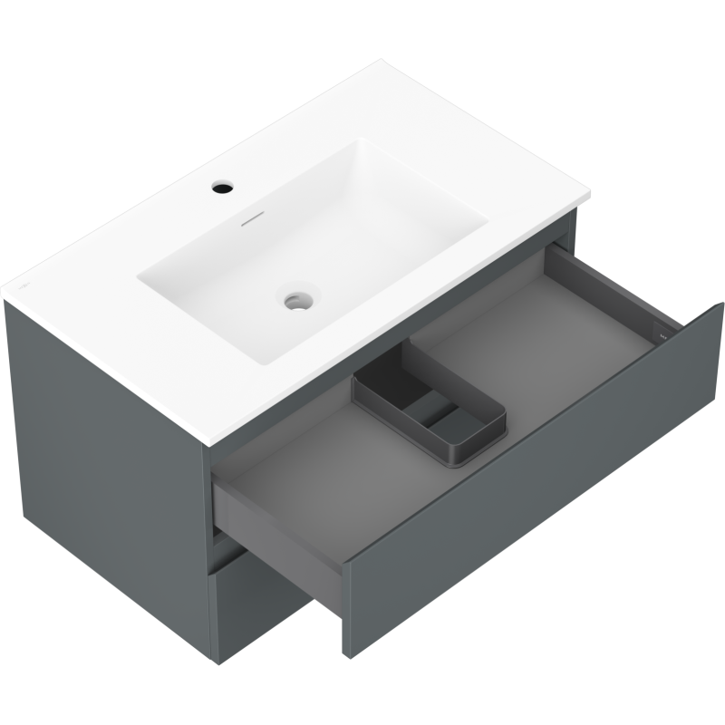 Mexen Orio armoire de salle de bain 80 cm avec lavabo Otis, 2 tiroirs, graphite mat/blanc mat - 91A10-08047-2-BFF66-W18M01