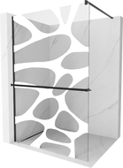 Mexen Kioto+ tuš pregrada s policom Walk-in 120 x 200 cm, bijeli val, crna - 800-120-121-70-97
