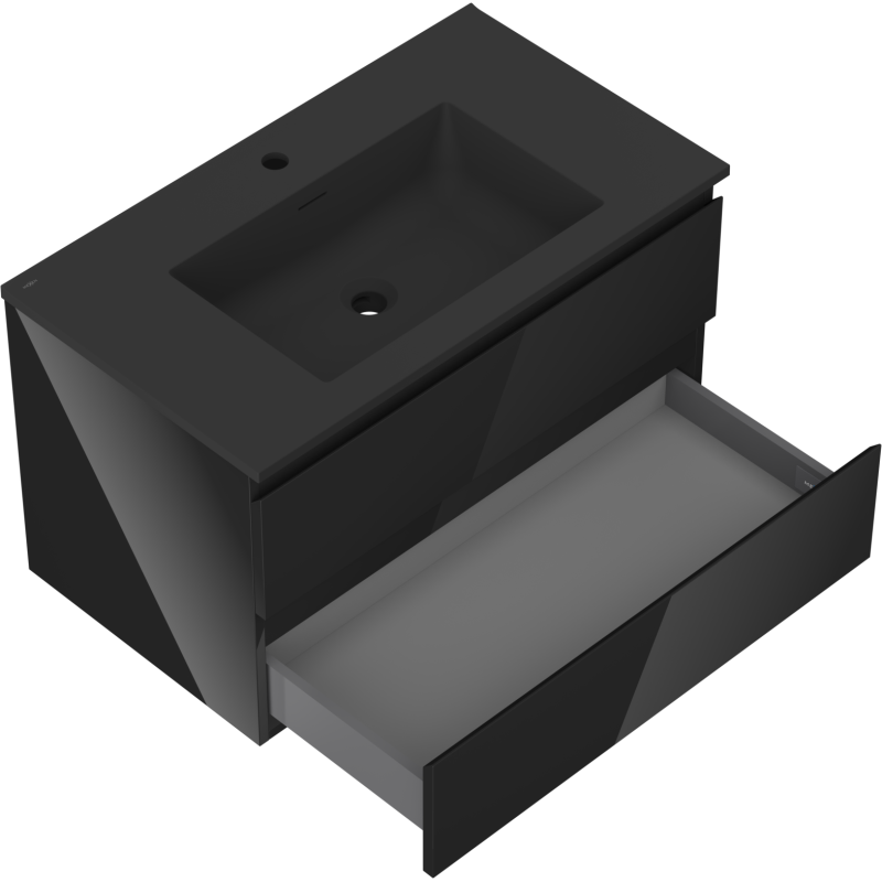 Mexen Orio mueble de baño 80 cm con lavabo Otis, 2 cajones, brillo negro/mate negro - 91A10-08047-2-BFF70-W18M71
