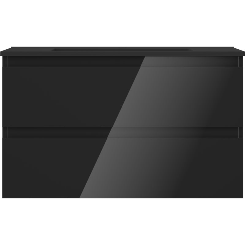 Mexen Orio mueble de baño 80 cm con lavabo Otis, 2 cajones, brillo negro/mate negro - 91A10-08047-2-BFF70-W18M71