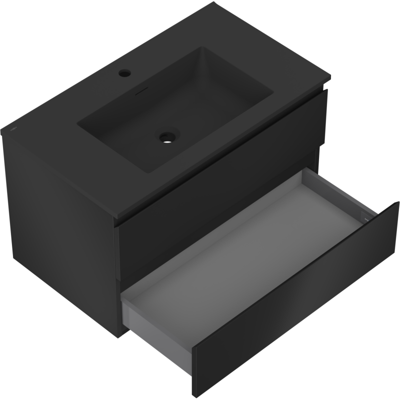 Mexen Orio cabinet de baño 80 cm con lavabo Otis, 2 cajones, negro mate - 91A10-08047-2-BFF71-W18M71
