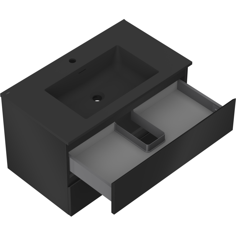 Mexen Orio armadietto da bagno 80 cm con lavabo Otis, 2 cassetti, nero opaco - 91A10-08047-2-BFF71-W18M71