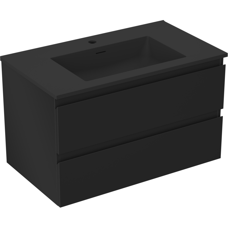 Mexen Orio Badezimmerschrank 80 cm mit Waschbecken Otis, 2 Schubladen, schwarz matt - 91A10-08047-2-BFF71-W18M71