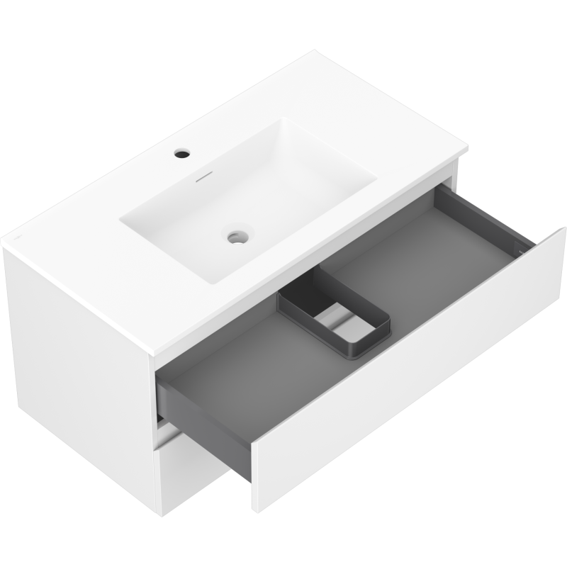 Mexen Orio mobile da bagno 90 cm con lavabo Otis, 2 cassetti, bianco opaco - 91A10-09047-2-BFF01-W18M01