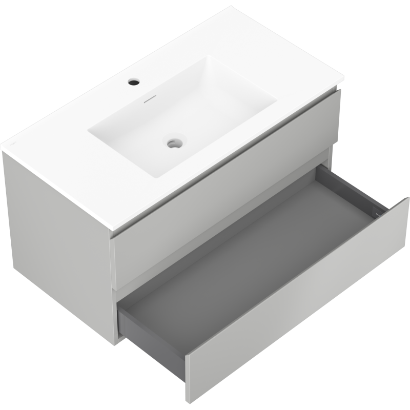 Mexen Orio mueble de baño 90 cm con lavabo Otis, 2 cajones, gris mate/blanco mate - 91A10-09047-2-BFF62-W18M01