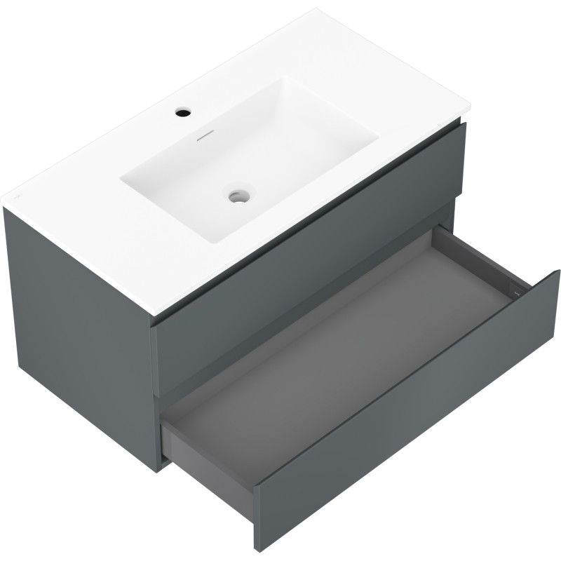 Mexen Orio mobile bagno 90 cm con lavandino Otis, 2 cassetti, grafite opaco/bianco opaco - 91A10-09047-2-BFF66-W18M01