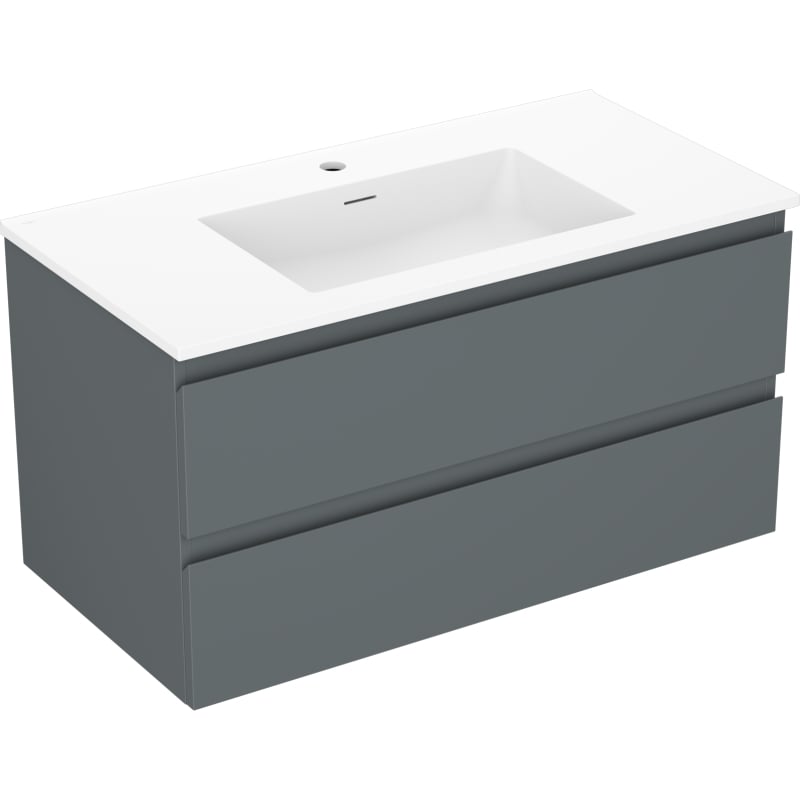 Mexen Orio bathroom cabinet 90 cm with sink Otis, 2 drawers, matte graphite/white matte - 91A10-09047-2-BFF66-W18M01