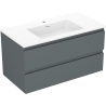 Mexen Orio Badezimmer-Schrank 90 cm mit Waschbecken Otis, 2 Schubladen, grafit matt/weiß matt - 91A10-09047-2-BFF66-W18M01