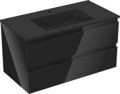 Mexen Orio mobile da bagno 90 cm con lavabo Otis, 2 cassetti, nero lucido/nero opaco - 91A10-09047-2-BFF70-W18M71