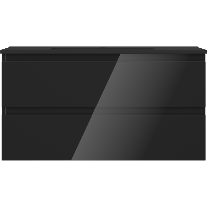Mexen Orio armario de baño de 90 cm con lavabo Otis, 2 cajones, negro brillo/negro mate - 91A10-09047-2-BFF70-W18M71