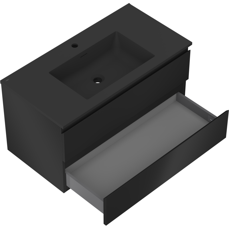 Mexen Orio mobile da bagno 90 cm con lavabo Otis, 2 cassetti, nero opaco - 91A10-09047-2-BFF71-W18M71