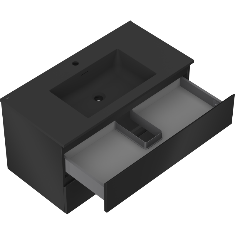 Mexen Orio mobile da bagno 90 cm con lavabo Otis, 2 cassetti, nero opaco - 91A10-09047-2-BFF71-W18M71