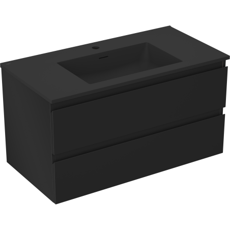 Mexen Orio Badezimmerschrank 90 cm mit Waschbecken Otis, 2 Schubladen, schwarz matt - 91A10-09047-2-BFF71-W18M71