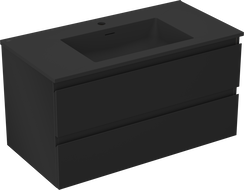 Mexen Orio mobile da bagno 90 cm con lavabo Otis, 2 cassetti, nero opaco - 91A10-09047-2-BFF71-W18M71