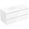 Mexen Orio 100 cm bathroom cabinet with Otis sink, 2 drawers, white gloss - 91A10-10047-2-BFF00-W18M00