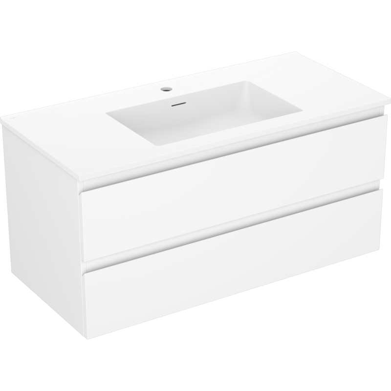 Mexen Orio bathroom cabinet 100 cm with Otis washbasin, 2 drawers, white matte - 91A10-10047-2-BFF01-W18M01