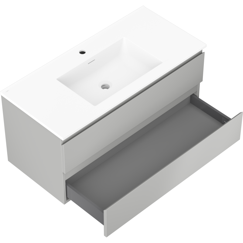 Mexen Orio mobile da bagno 100 cm con lavabo Otis, 2 cassetti, grigio opaco/bianco opaco - 91A10-10047-2-BFF62-W18M01