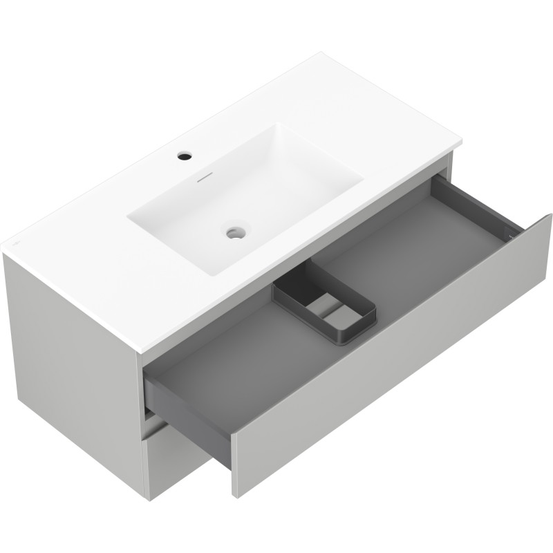 Mexen Orio armoire de salle de bain 100 cm avec lavabo Otis, 2 tiroirs, gris mat/blanc mat - 91A10-10047-2-BFF62-W18M01