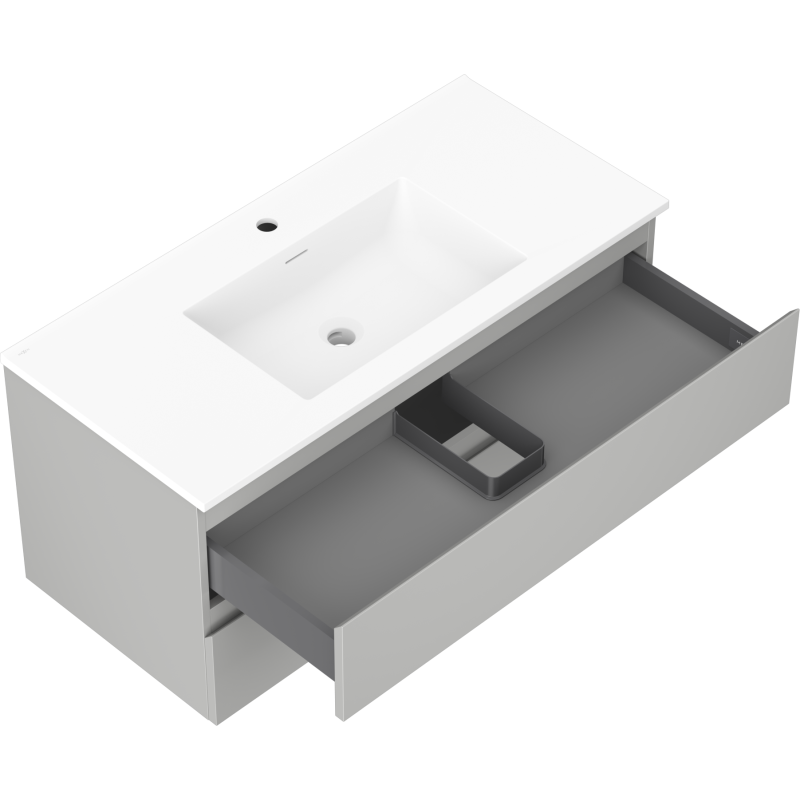 Mexen Orio móvel de casa de banho 100 cm com lavatório Otis, 2 gavetas, cinzento mate/branco mate - 91A10-10047-2-BFF62-W18M01