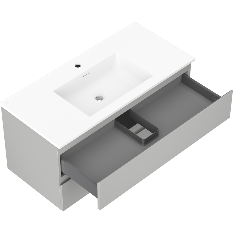 Mexen Orio mueble de baño de 100 cm con lavabo Otis, 2 cajones, gris mate/blanco mate - 91A10-10047-2-BFF62-W18M01