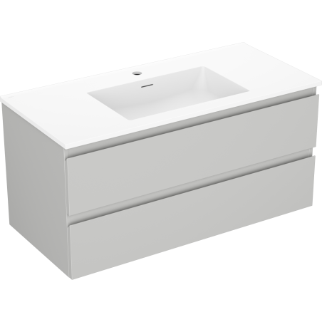 Mexen Orio vannas istabas skapis 100 cm ar izlietni Otis, 2 atvilktnes, pelēks matēts/balts matēts