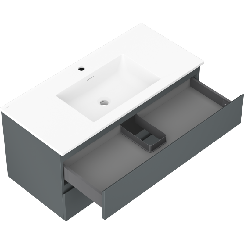 Mexen Orio badkamerkast 100 cm met wastafel Otis, 2 laden, grafiet mat/wit mat - 91A10-10047-2-BFF66-W18M01