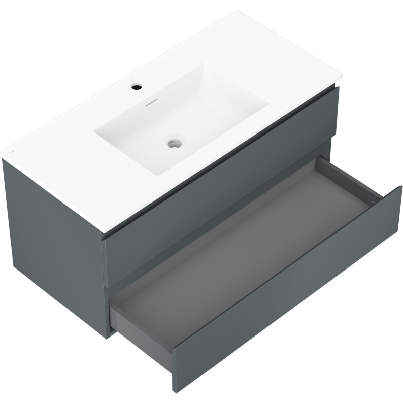 Mexen Orio armario de baño 100 cm con lavabo Otis, 2 cajones, grafito mate/blanco mate - 91A10-10047-2-BFF66-W18M01
