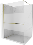 Mexen Kioto+ zidna ploča za tuširanje s policom Walk-in 110 x 200 cm, prozirna/mat, zlatna - 800-110-121-50-35