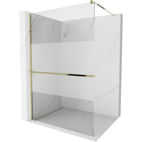 Mexen Kioto+ Duschwand mit Regal Walk-in 120 x 200 cm, transparent/gefrostet, gold - 800-120-121-50-35