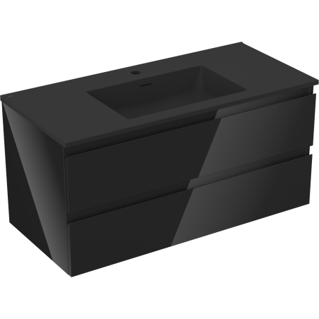 Mexen Orio badkamerkast 100 cm met wastafel Otis, 2 lades, zwart glans/zwart mat - 91A10-10047-2-BFF70-W18M71