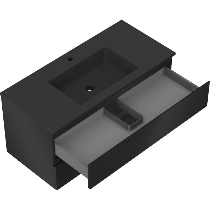 Mexen Orio gabinete de baño 100 cm con lavabo Otis, 2 cajones, negro mate - 91A10-10047-2-BFF71-W18M71
