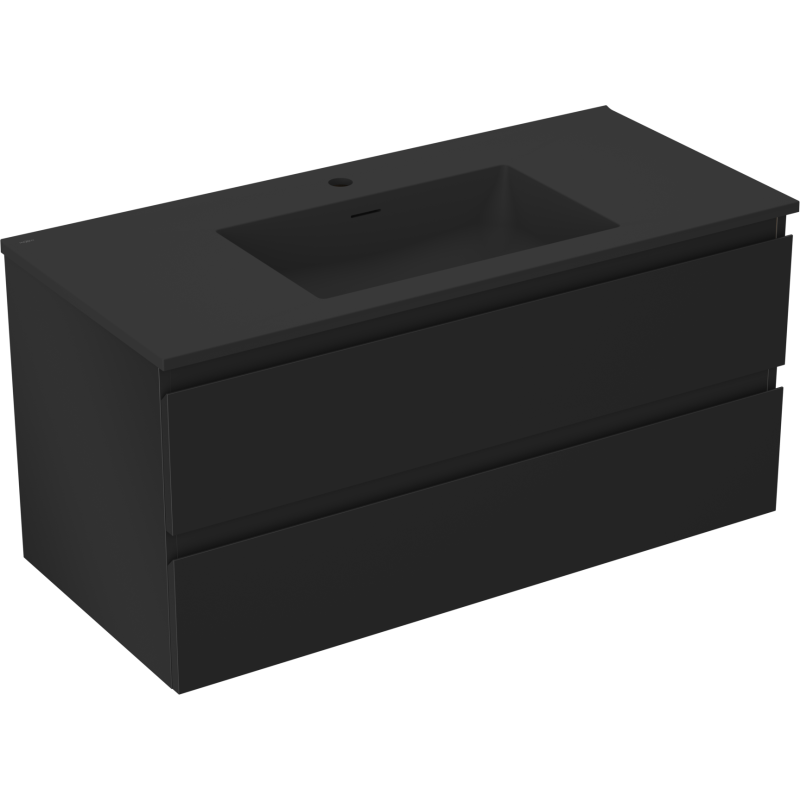 Mexen Orio Badezimmerunterschrank 100 cm mit Waschbecken Otis, 2 Schubladen, schwarz matt - 91A10-10047-2-BFF71-W18M71
