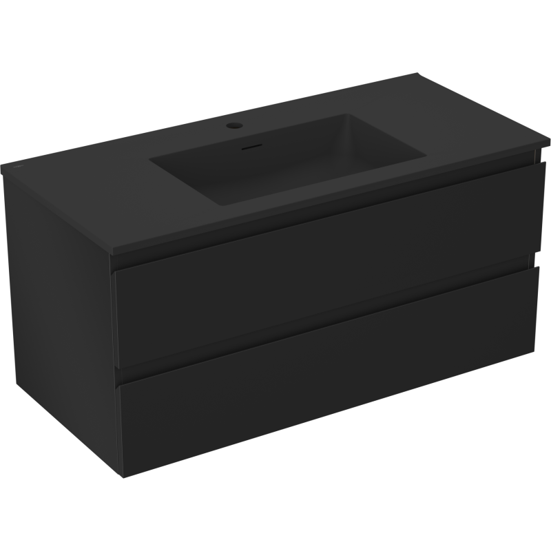 Mexen Orio Badschrank 100 cm mit Waschbecken Otis, 2 Schubladen, schwarz matt - 91A10-10047-2-BFF71-W18M71