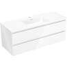 Mexen Orio Badezimmerschrank 120 cm mit Otis-Waschbecken, 2 Schubladen, weiß glänzend - 91A10-12047-2-BFF00-W18M00