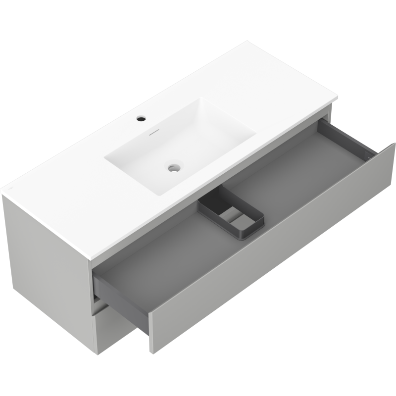 Mexen Orio meuble de salle de bains 120 cm avec lavabo Otis, 2 tiroirs, gris mat/blanc mat - 91A10-12047-2-BFF62-W18M01