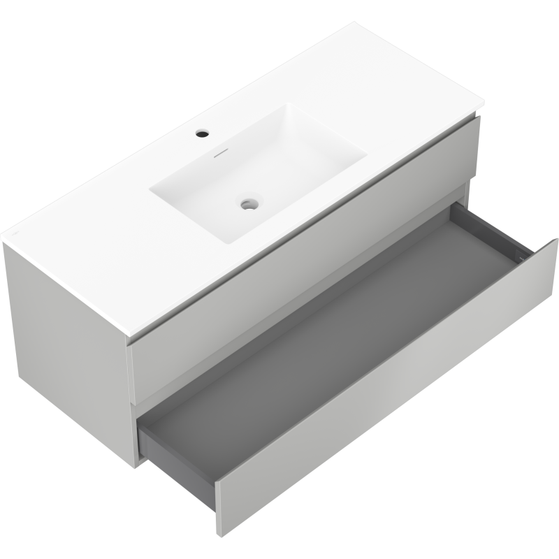 Mexen Orio bathroom cabinet 120 cm with Otis washbasin, 2 drawers, grey matt/white matt - 91A10-12047-2-BFF62-W18M01