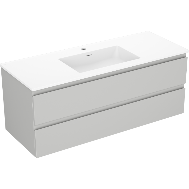 Mexen Orio bathroom cabinet 120 cm with Otis washbasin, 2 drawers, grey matt/white matt - 91A10-12047-2-BFF62-W18M01