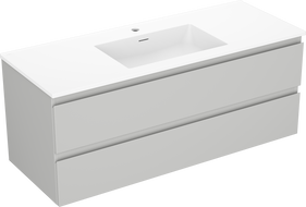 Mexen Orio Badezimmerschrank 120 cm mit Waschbecken Otis, 2 Schubladen, grau matt/weiß matt - 91A10-12047-2-BFF62-W18M01