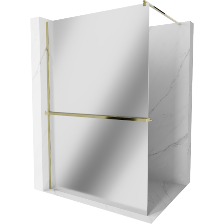Mexen Kioto+ shower wall with Walk-in shelf 80 x 200 cm, mirror, gold - 800-080-121-50-50