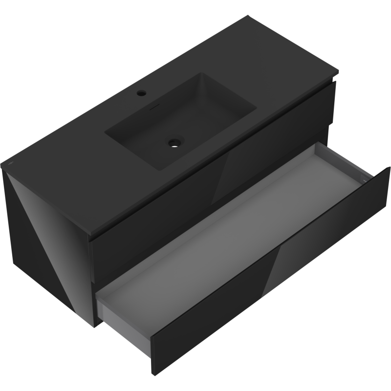 Mexen Orio armario de baño 120 cm con lavabo Otis, 2 cajones, negro brillo/negro mate - 91A10-12047-2-BFF70-W18M71