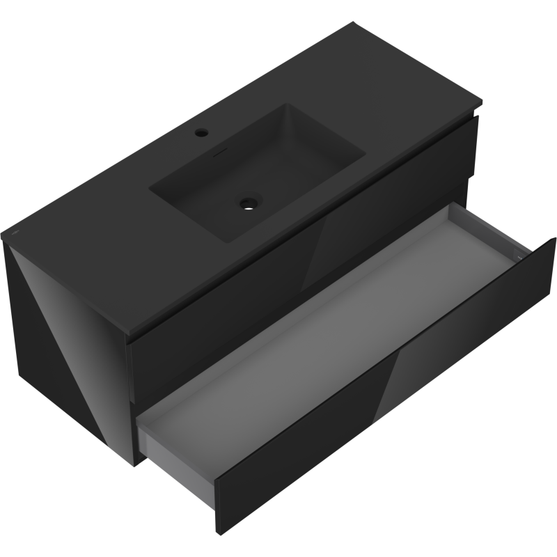 Mexen Orio mobile da bagno 120 cm con lavabo Otis, 2 cassetti, nero lucido/nero opaco - 91A10-12047-2-BFF70-W18M71