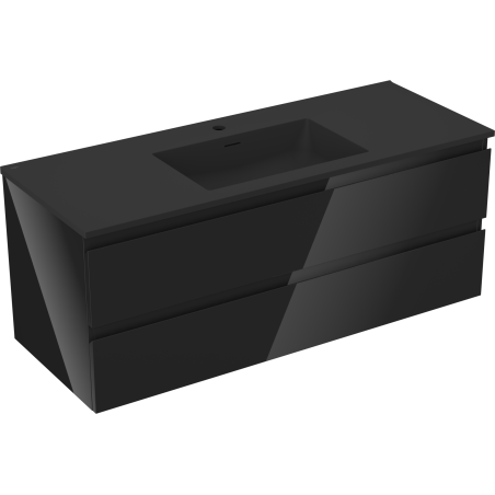Mexen Orio 120 cm Bathroom Cabinet with Otis Washbasin, 2 Drawers, Black Gloss/Black Matte - 91A10-12047-2-BFF70-W18M71