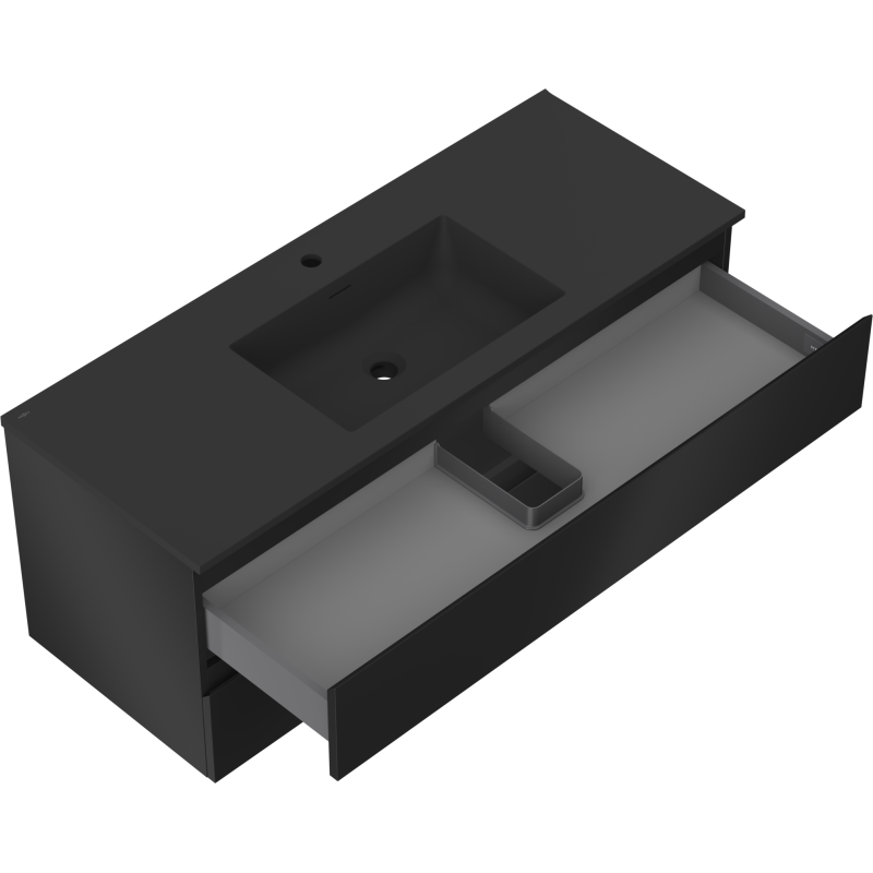 Mexen Orio 120 cm Bathroom Cabinet with Otis Sink, 2 Drawers, Black Matte - 91A10-12047-2-BFF71-W18M71