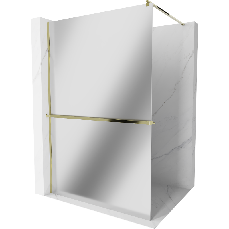 Mexen Kioto+ Duschwand mit Ablage Walk-in 100 x 200 cm, Spiegel, Gold - 800-100-121-50-50