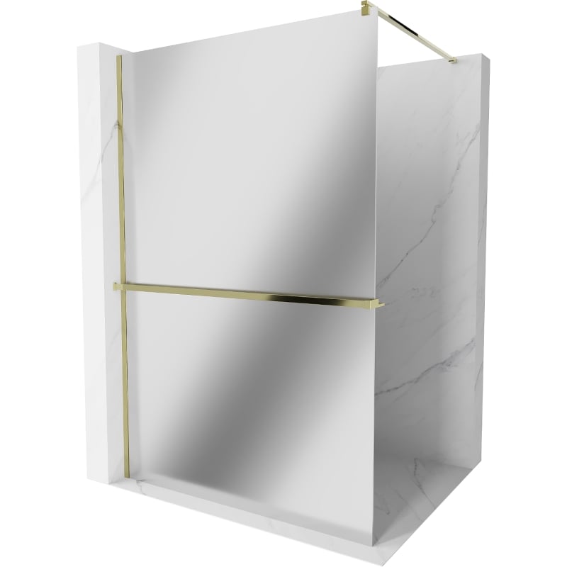 Mexen Kioto+ shower wall with shelf Walk-in 100 x 200 cm, mirror, gold - 800-100-121-50-50