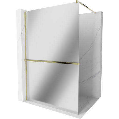 Mexen Kioto+ Duschwand mit Ablage Walk-in 100 x 200 cm, Spiegel, Gold - 800-100-121-50-50