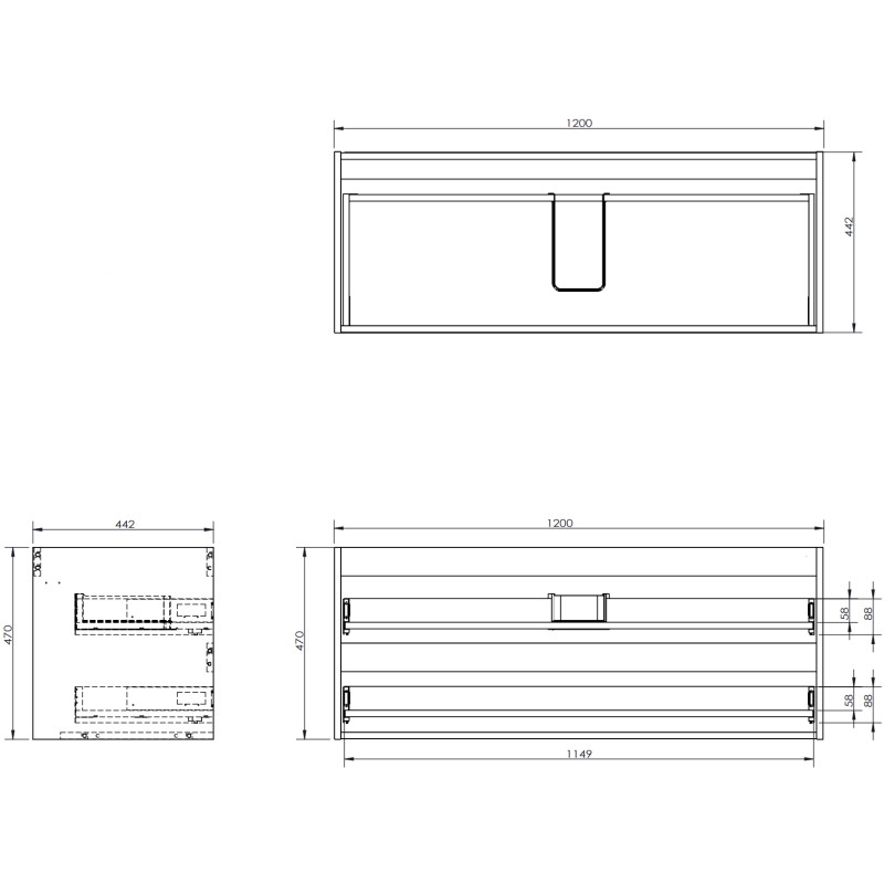 Mexen Orio vannitoakapp 120 cm valamu Otis, 2 sahtlit, must matt - 91A10-12047-2-BFF71-W18M71