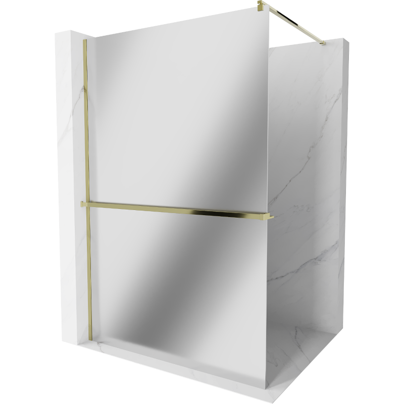 Mexen Kioto+ douchewand met plank Walk-in 110 x 200 cm, spiegel, goud - 800-110-121-50-50
